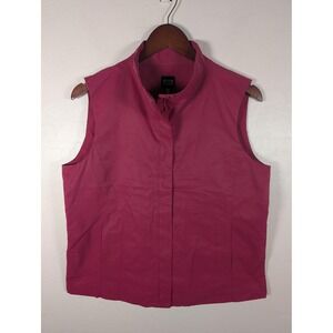 Eileen Fisher Vest Women's Small Raspberry Pink Snap Front Lined Italian Fabric
